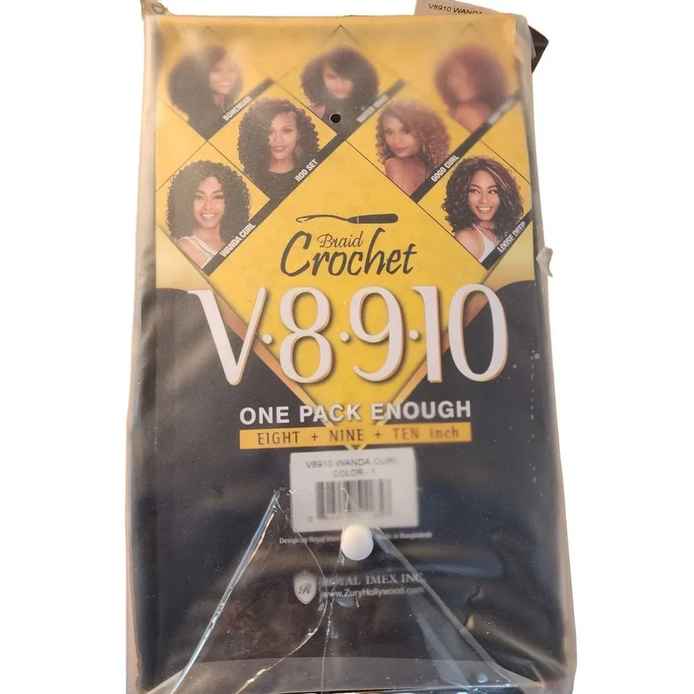 Zury Sis V8910 Crochet Braid Wanda Curl 8-10‎ Inch Synthetic Hair Black
